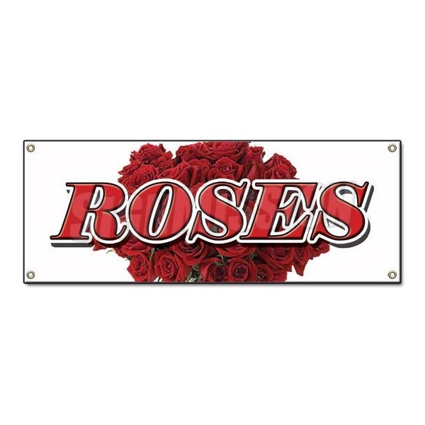 Signmission ROSES BANNER SIGN red rose flowers flower signs florist shop stand long stem B-Roses - main